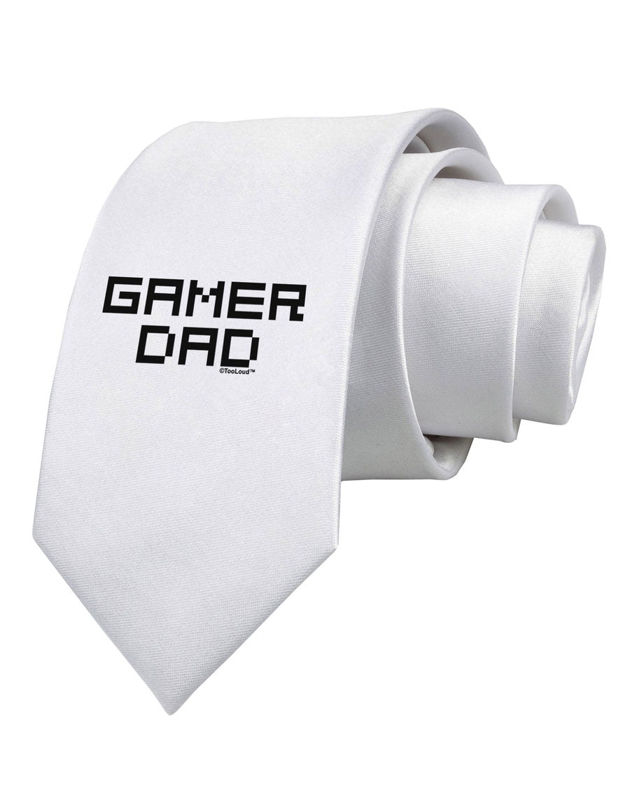 Gamer Dad Printed White Necktie by TooLoud