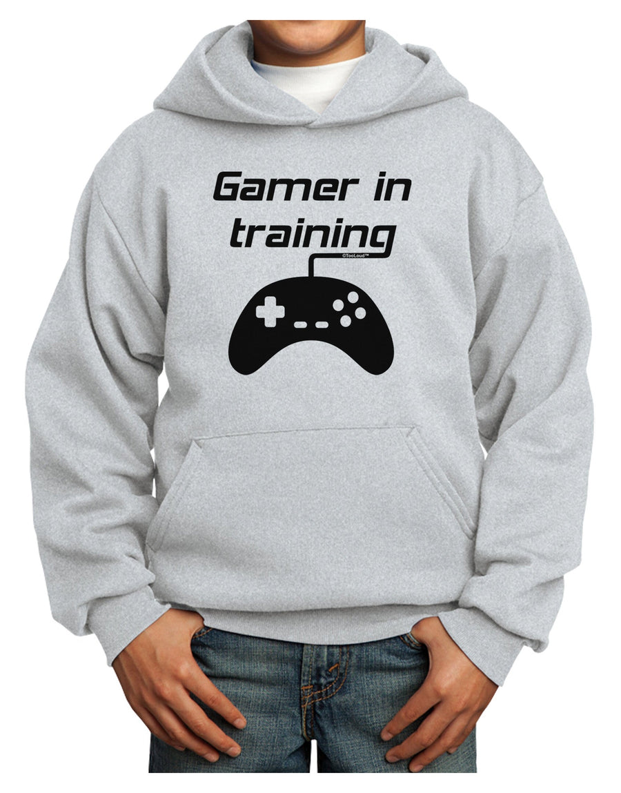 Gamer In Training BnW Youth Hoodie Pullover Sweatshirt-Youth Hoodie-TooLoud-White-XS-Davson Sales