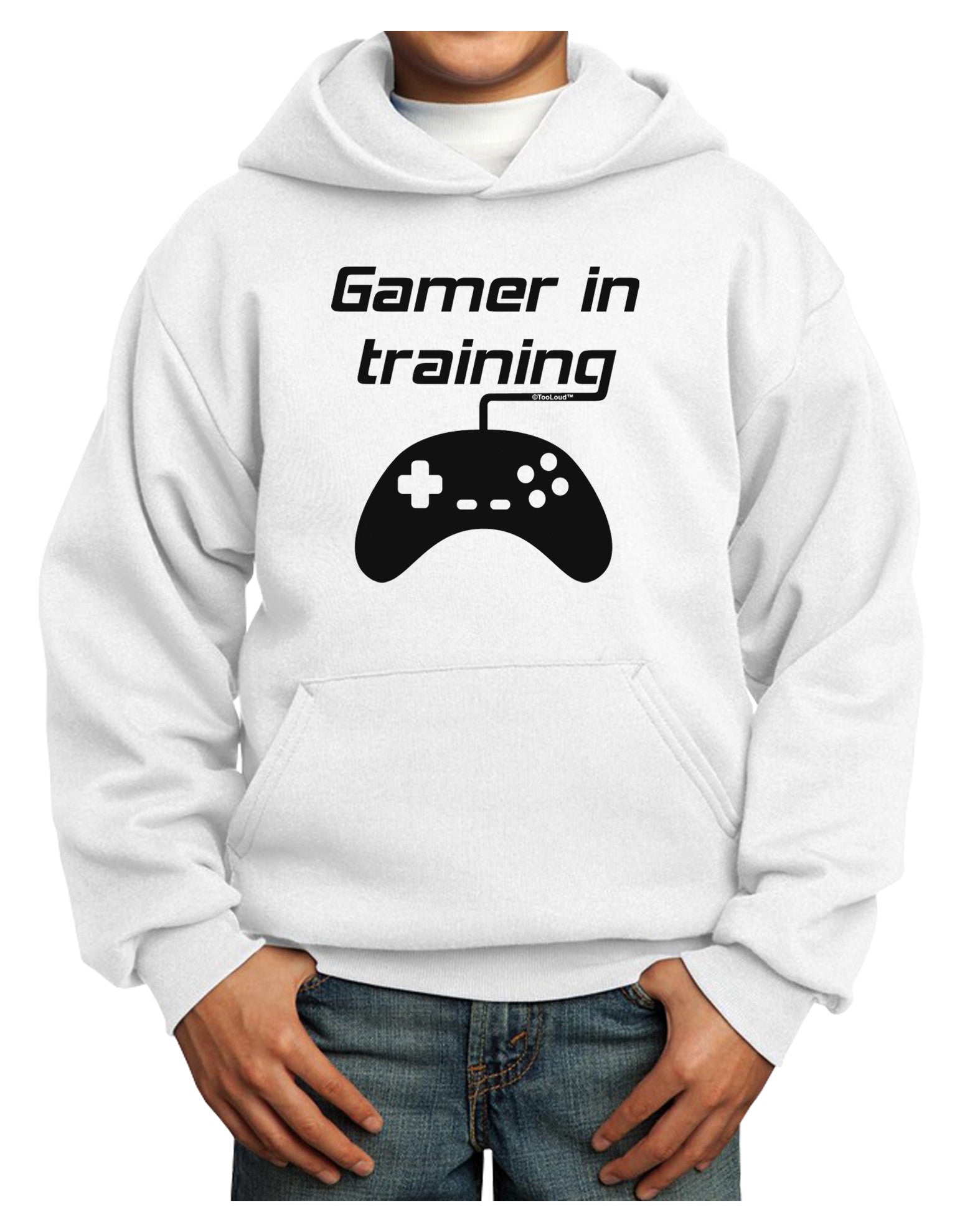 Gamer In Training BnW Youth Hoodie Pullover Sweatshirt-Youth Hoodie-TooLoud-White-XS-Davson Sales