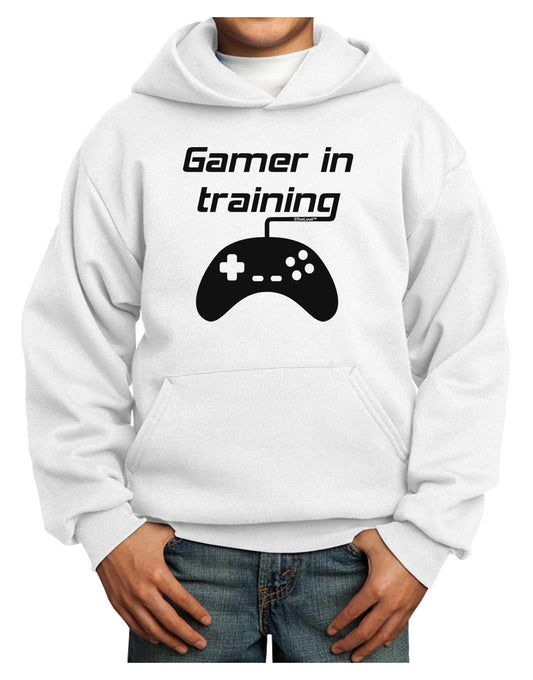 Gamer In Training BnW Youth Hoodie Pullover Sweatshirt-Youth Hoodie-TooLoud-White-XS-Davson Sales