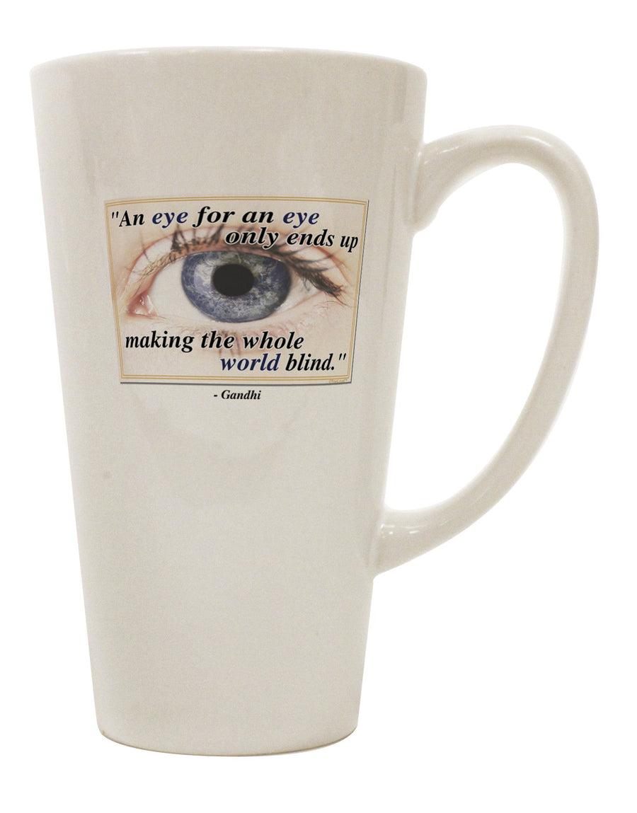 Gandhi 16 Ounce Conical Latte Coffee Mug - Expertly Crafted for Discerning Drinkware Enthusiasts-Conical Latte Mug-TooLoud-White-Davson Sales