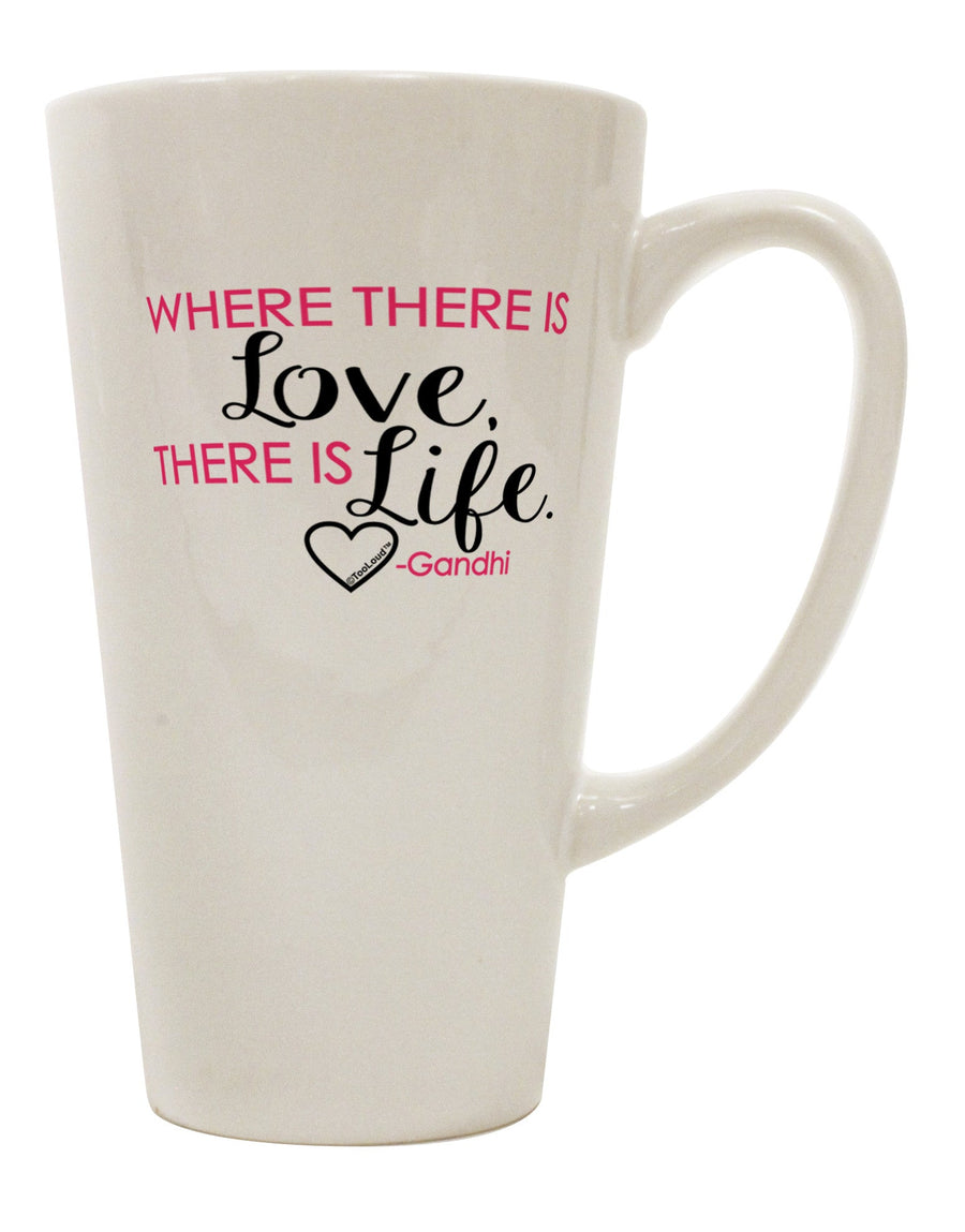 Gandhi 16 Ounce Conical Latte Coffee Mug - Expertly Crafted for Love and Warmth-Conical Latte Mug-TooLoud-White-Davson Sales