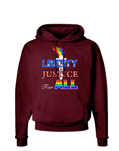 Gay Equality Liberty Justice for All Dark Hoodie Sweatshirt-Hoodie-TooLoud-Maroon-Small-Davson Sales