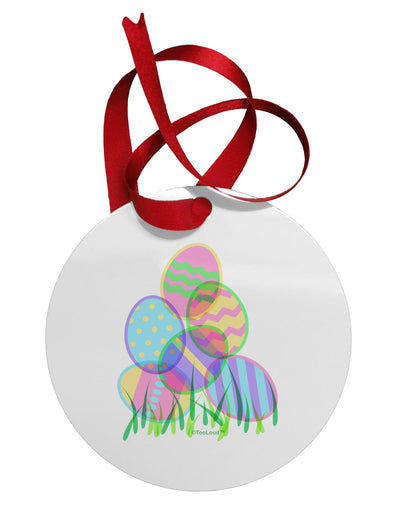 Gel Look Easter Eggs Circular Metal Ornament-Ornament-TooLoud-White-Davson Sales