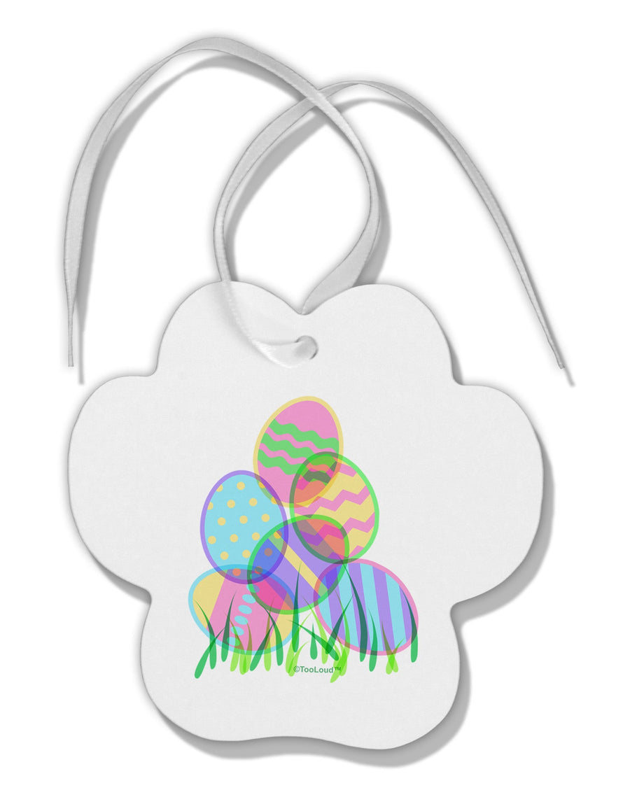 Gel Look Easter Eggs Paw Print Shaped Ornament-Ornament-TooLoud-White-Davson Sales