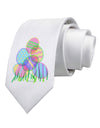 Gel Look Easter Eggs Printed White Necktie