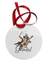 Gemini Illustration Color Circular Metal Ornament-Ornament-TooLoud-White-Davson Sales