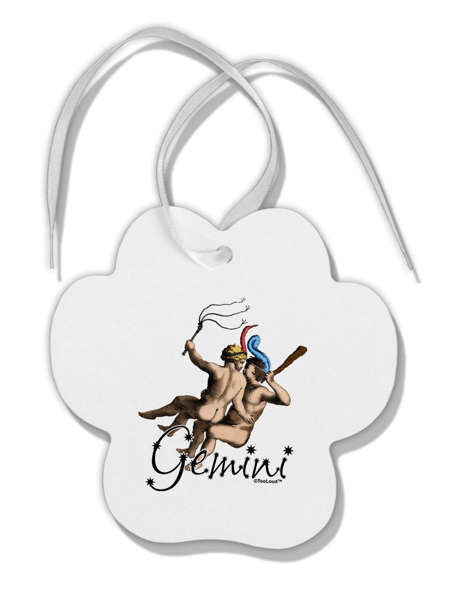 Gemini Illustration Color Paw Print Shaped Ornament-Ornament-TooLoud-White-Davson Sales