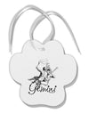 Gemini Illustration Paw Print Shaped Ornament-Ornament-TooLoud-White-Davson Sales