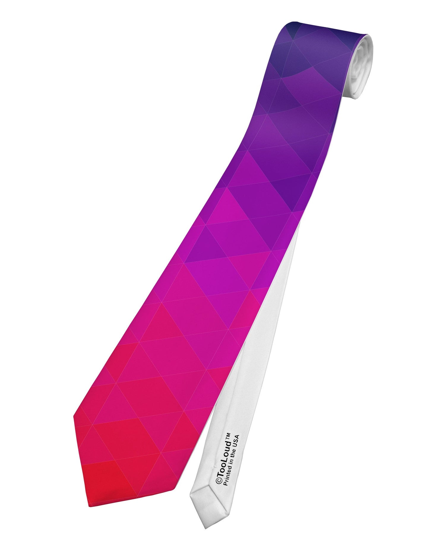 Geometric Gradient AOP Printed White Necktie All Over Print by TooLoud