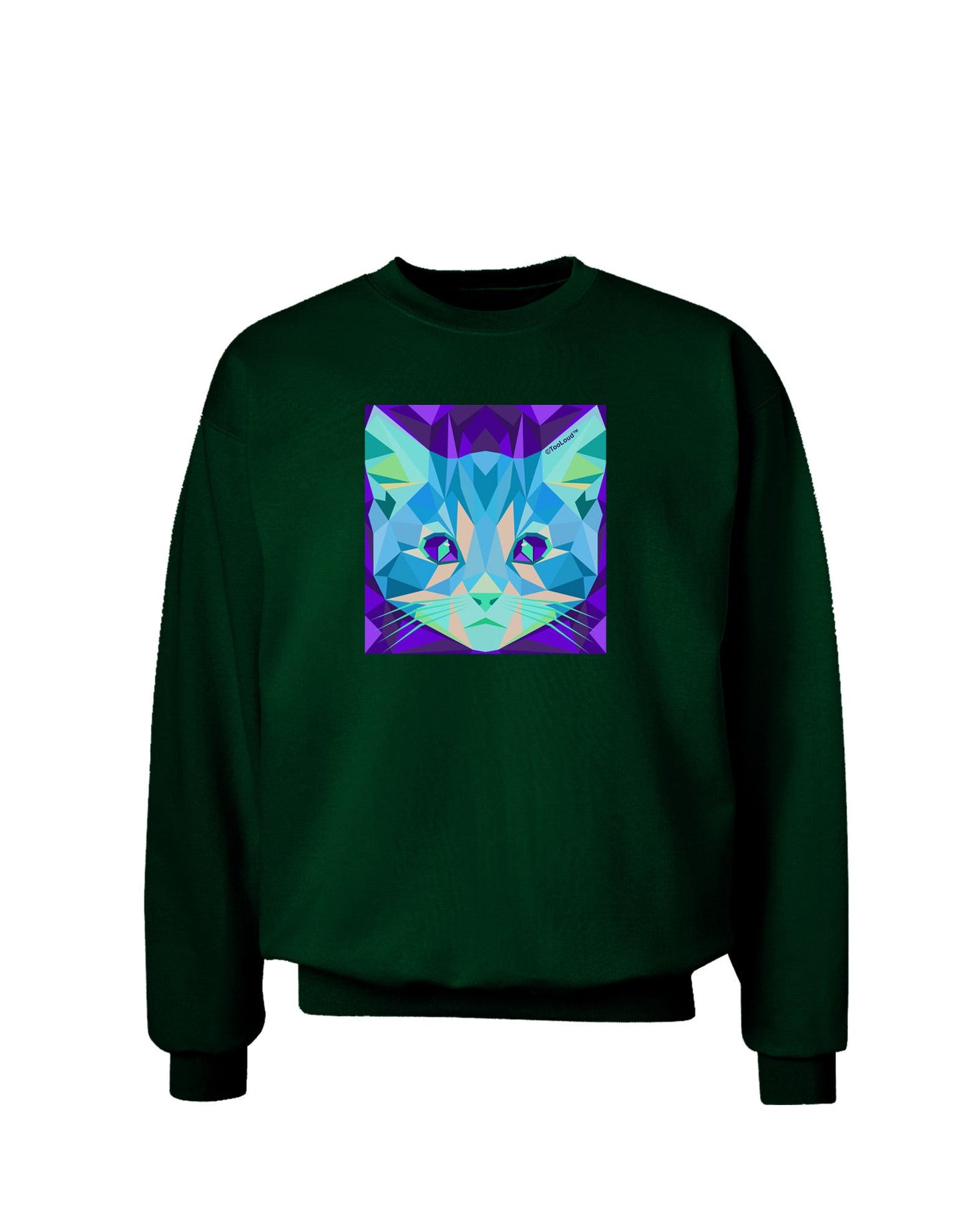 Geometric Kitty Inverted Adult Dark Sweatshirt-Sweatshirts-TooLoud-Deep-Forest-Green-Small-Davson Sales