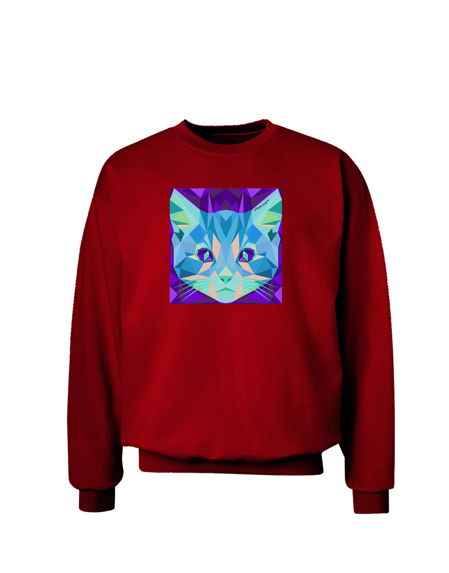 Geometric Kitty Inverted Adult Dark Sweatshirt-Sweatshirts-TooLoud-Deep-Red-Small-Davson Sales