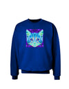 Geometric Kitty Inverted Adult Dark Sweatshirt-Sweatshirts-TooLoud-Deep-Royal-Blue-Small-Davson Sales