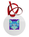 Geometric Kitty Inverted Circular Metal Ornament-Ornament-TooLoud-White-Davson Sales