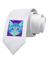 Geometric Kitty Inverted Printed White Necktie