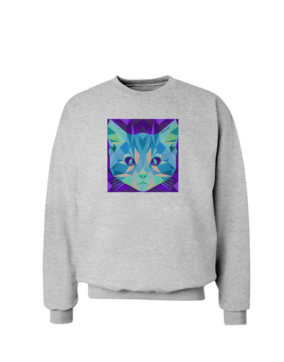 Geometric Kitty Inverted Sweatshirt-Sweatshirts-TooLoud-AshGray-Small-Davson Sales
