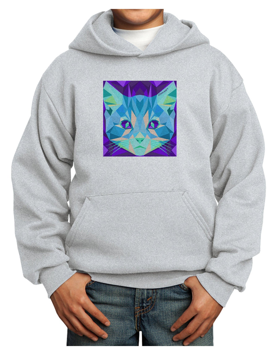 Geometric Kitty Inverted Youth Hoodie Pullover Sweatshirt-Youth Hoodie-TooLoud-White-XS-Davson Sales