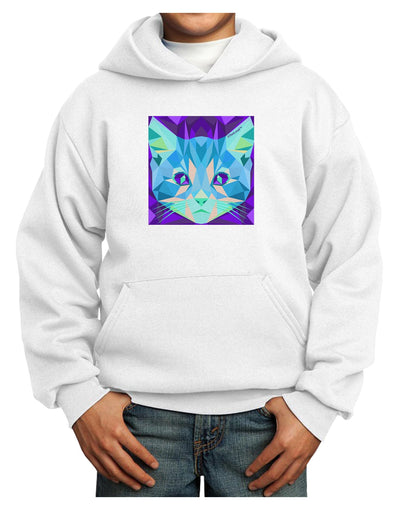 Geometric Kitty Inverted Youth Hoodie Pullover Sweatshirt-Youth Hoodie-TooLoud-White-XS-Davson Sales