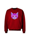 Geometric Kitty Purple Adult Dark Sweatshirt-Sweatshirts-TooLoud-Deep-Red-Small-Davson Sales