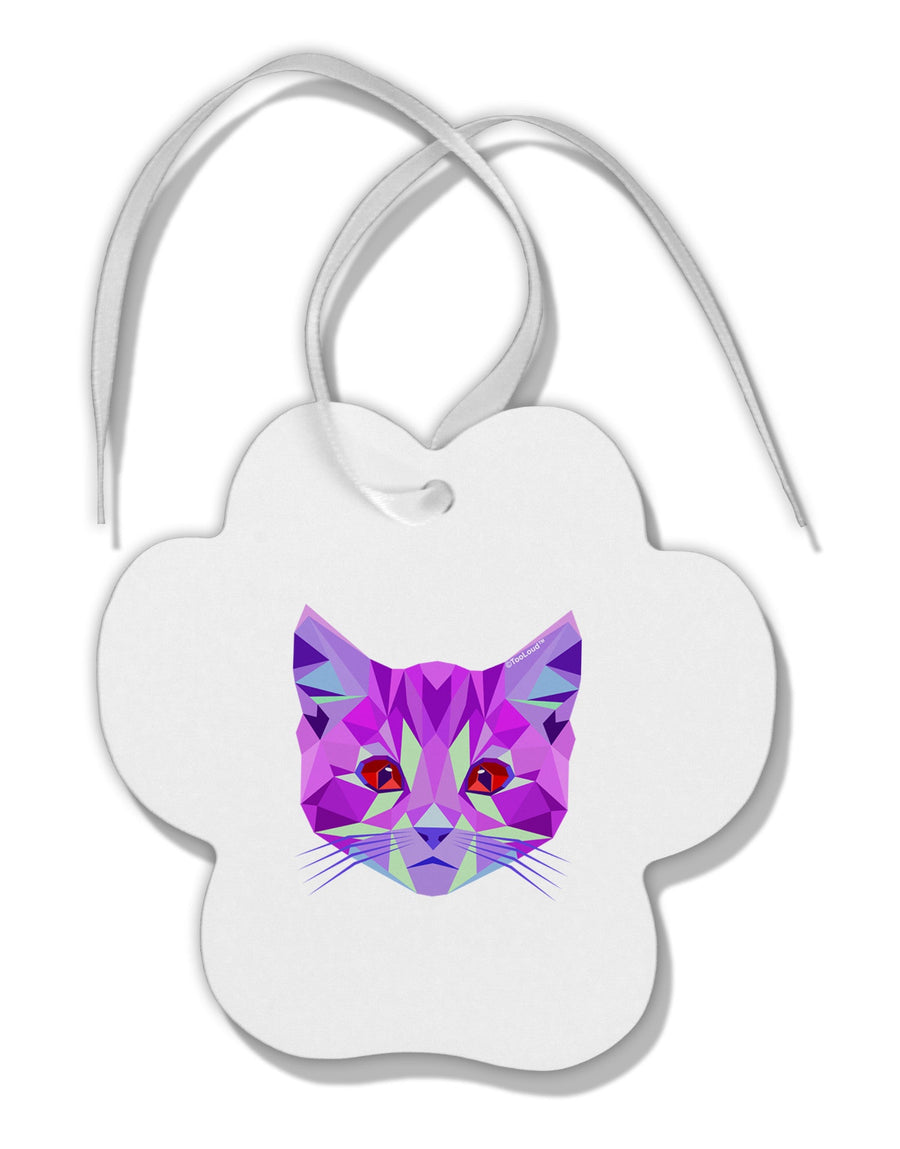 Geometric Kitty Purple Paw Print Shaped Ornament-Ornament-TooLoud-White-Davson Sales