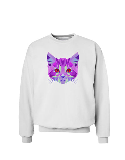 Geometric Kitty Purple Sweatshirt-Sweatshirts-TooLoud-White-Small-Davson Sales