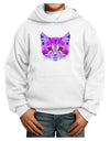 Geometric Kitty Purple Youth Hoodie Pullover Sweatshirt-Youth Hoodie-TooLoud-White-XS-Davson Sales