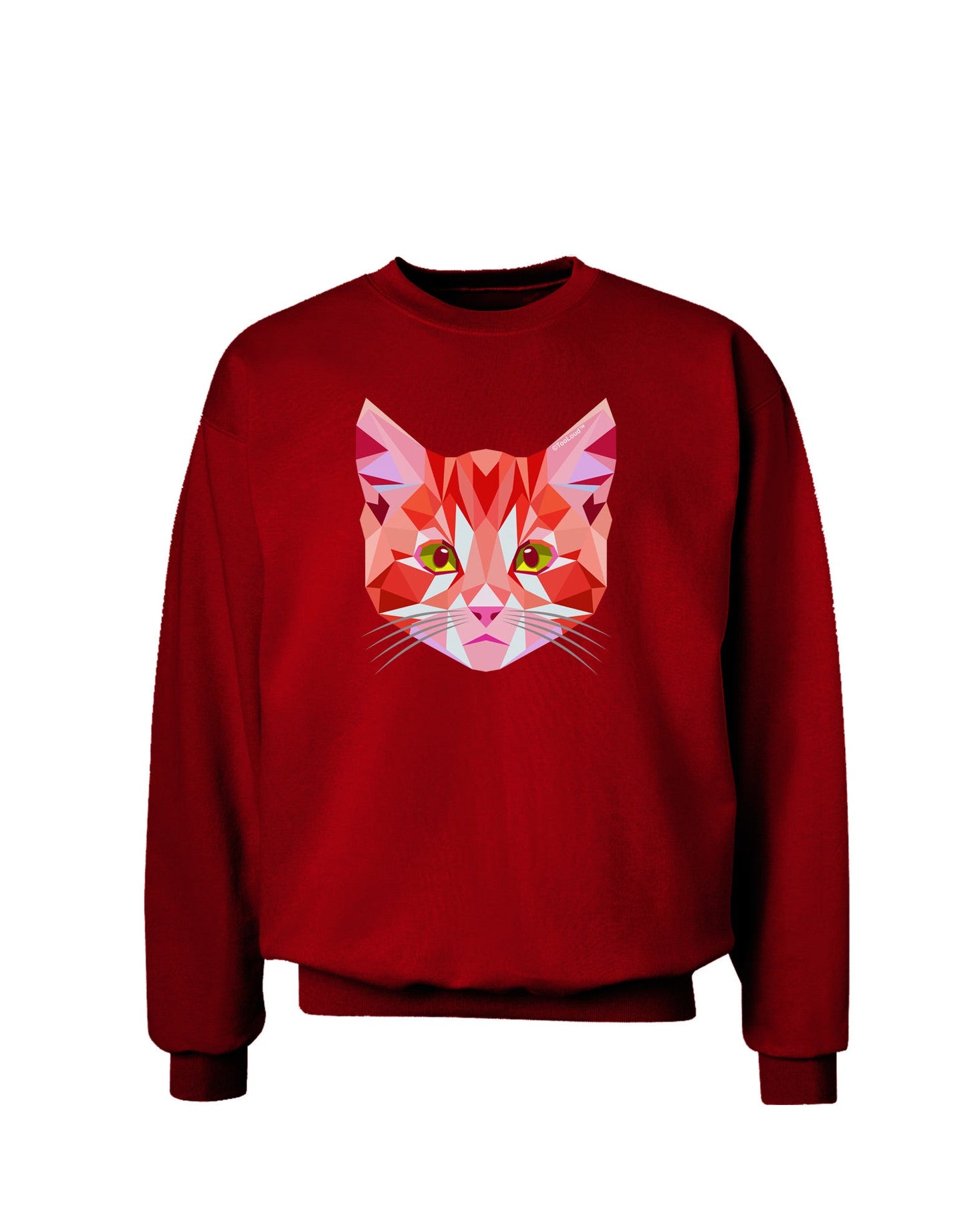 Geometric Kitty Red Adult Dark Sweatshirt-Sweatshirts-TooLoud-Deep-Red-Small-Davson Sales