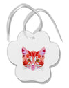 Geometric Kitty Red Paw Print Shaped Ornament-Ornament-TooLoud-White-Davson Sales