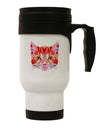 Geometric Kitty Red Stainless Steel 14oz Travel Mug-Travel Mugs-TooLoud-White-Davson Sales