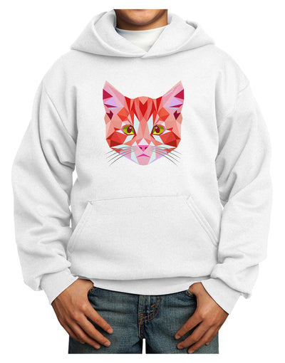 Geometric Kitty Red Youth Hoodie Pullover Sweatshirt-Youth Hoodie-TooLoud-White-XS-Davson Sales