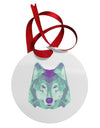 Geometric Wolf Head Circular Metal Ornament by TooLoud-Ornament-TooLoud-White-Davson Sales