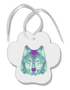 Geometric Wolf Head Paw Print Shaped Ornament by TooLoud-Ornament-TooLoud-White-Davson Sales