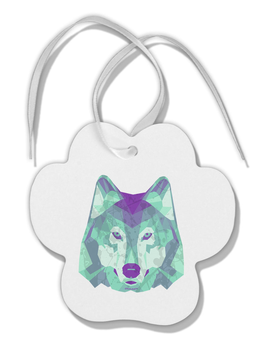 Geometric Wolf Head Paw Print Shaped Ornament by TooLoud-Ornament-TooLoud-White-Davson Sales