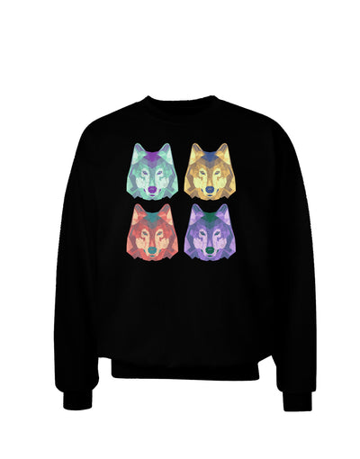 Geometric Wolf Head Pop Art Adult Dark Sweatshirt-Sweatshirts-TooLoud-Black-Small-Davson Sales