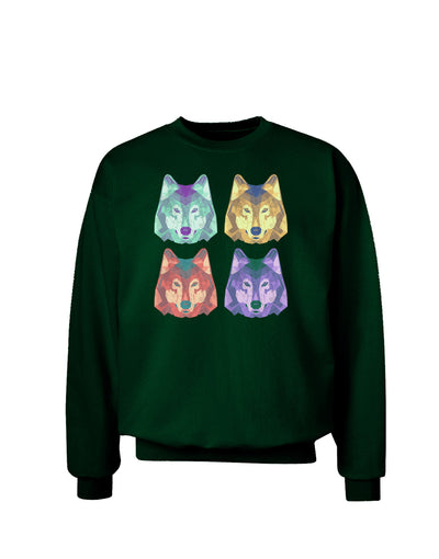 Geometric Wolf Head Pop Art Adult Dark Sweatshirt-Sweatshirts-TooLoud-Deep-Forest-Green-Small-Davson Sales