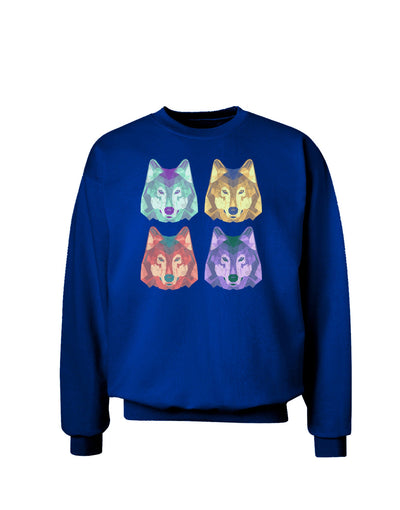 Geometric Wolf Head Pop Art Adult Dark Sweatshirt-Sweatshirts-TooLoud-Deep-Royal-Blue-Small-Davson Sales