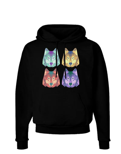 Geometric Wolf Head Pop Art Dark Hoodie Sweatshirt-Hoodie-TooLoud-Black-Small-Davson Sales