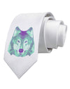 Geometric Wolf Head Printed White Necktie by TooLoud