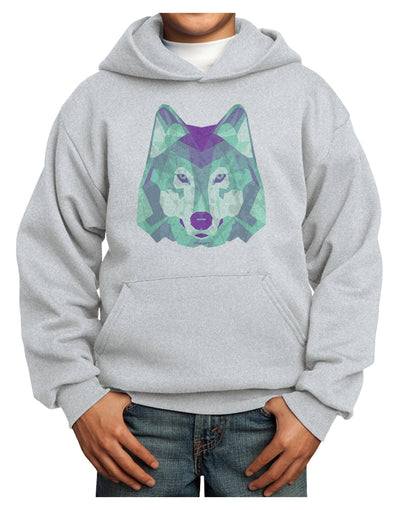 Geometric Wolf Head Youth Hoodie Pullover Sweatshirt by TooLoud-Youth Hoodie-TooLoud-Ash-XS-Davson Sales