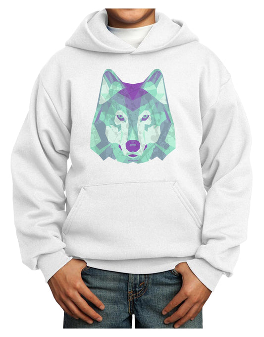 Geometric Wolf Head Youth Hoodie Pullover Sweatshirt by TooLoud-Youth Hoodie-TooLoud-White-XS-Davson Sales
