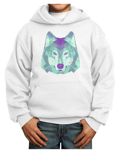 Geometric Wolf Head Youth Hoodie Pullover Sweatshirt by TooLoud-Youth Hoodie-TooLoud-White-XS-Davson Sales