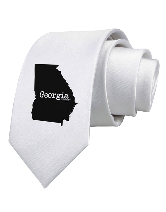 Georgia - United States Shape Printed White Necktie by TooLoud