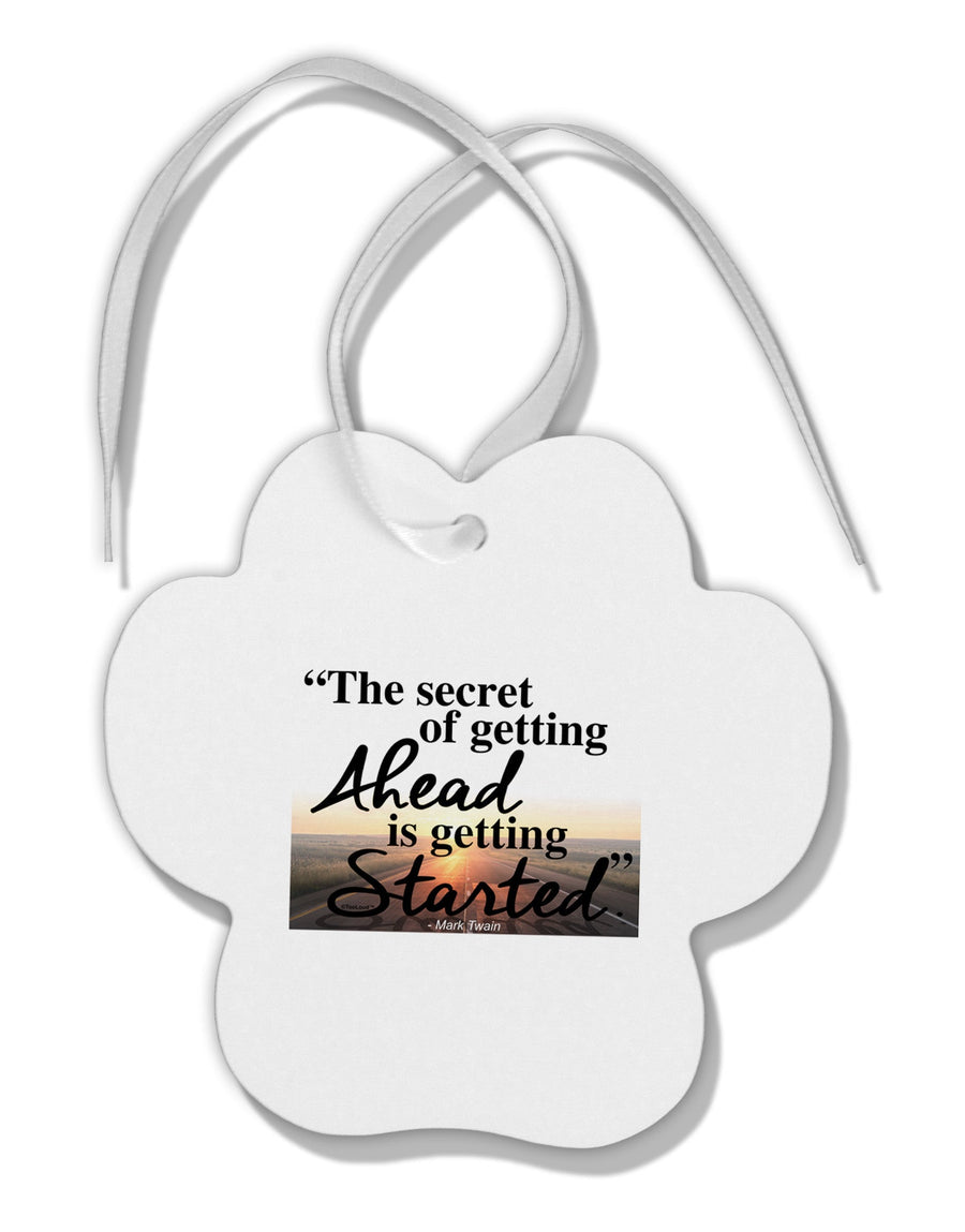 Getting Ahead Mark Twain Paw Print Shaped Ornament-Ornament-TooLoud-White-Davson Sales