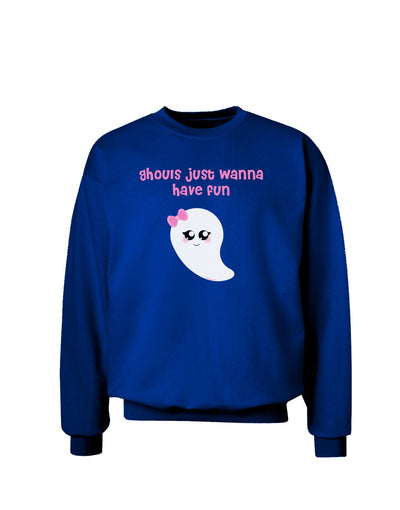 Ghouls Just Wanna Have Fun Cute Ghost - Halloween Adult Dark Sweatshirt-Sweatshirts-TooLoud-Deep-Royal-Blue-Small-Davson Sales