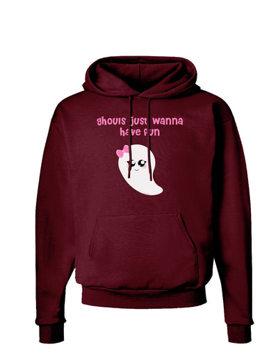 Ghouls Just Wanna Have Fun Cute Ghost - Halloween Dark Hoodie Sweatshirt-Hoodie-TooLoud-Maroon-Small-Davson Sales