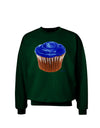 Giant Bright Blue Cupcake Adult Dark Sweatshirt by TooLoud-Sweatshirts-TooLoud-Deep-Forest-Green-Small-Davson Sales