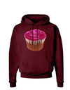 Giant Bright Pink Cupcake Dark Hoodie Sweatshirt by TooLoud-Hoodie-TooLoud-Maroon-Small-Davson Sales