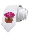 Giant Bright Pink Cupcake Printed White Necktie by TooLoud