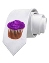 Giant Bright Purple Cupcake Printed White Necktie by TooLoud