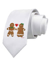 Gingerbread Man and Gingerbread Woman Couple Printed White Necktie by TooLoud